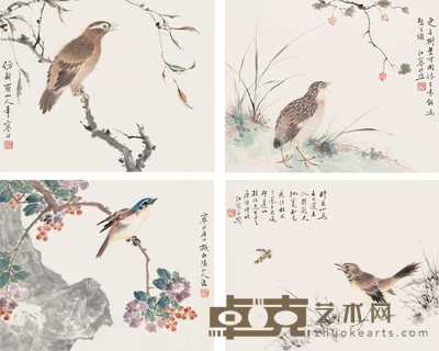 江寒汀 1950年作 花鸟 册页（四开） 27×34cm×4